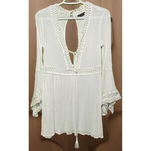 Fanco Women's Medium Embroidered Bell Sleeve Top Gypsy‎ Boho Blouse